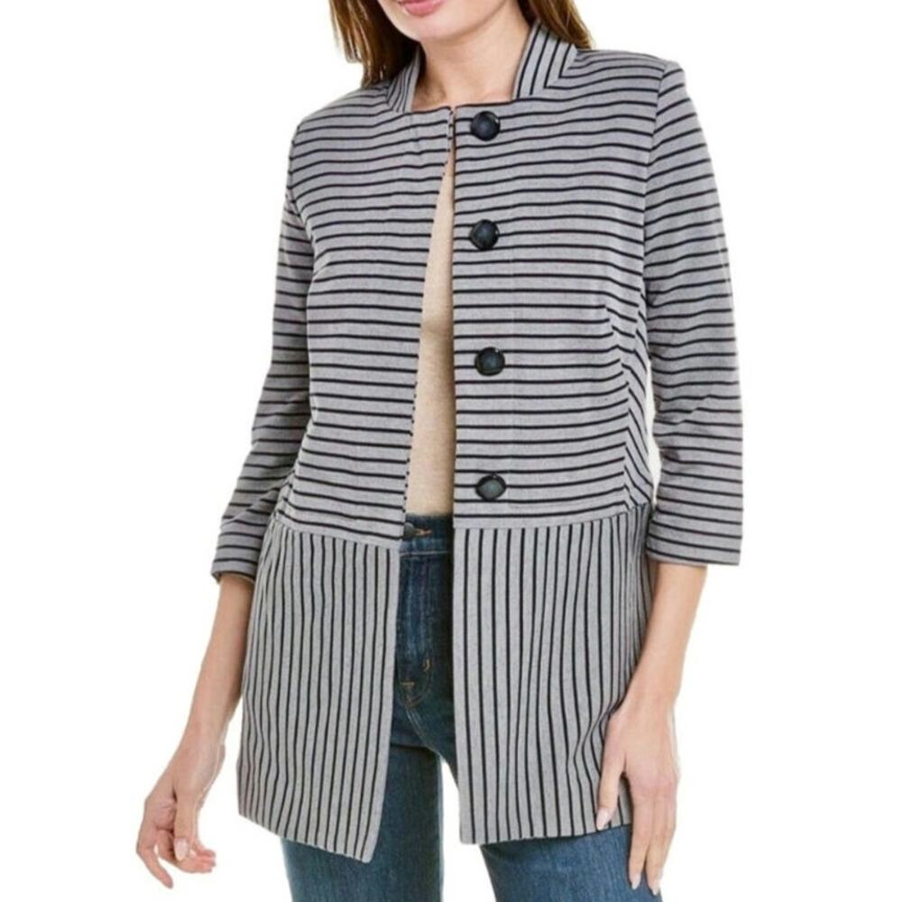 CAbi Dappled Stripe Car Coat Style 5474 Size M Pockets Casual Classic Minimalist